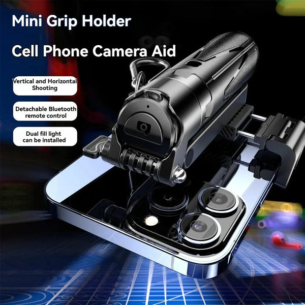 Potable Mini Selfie Stick Tripod Mobile Phone Grip 3 in 1 Multi-Functional Phone Holder for Vlog Livestreaming Photography