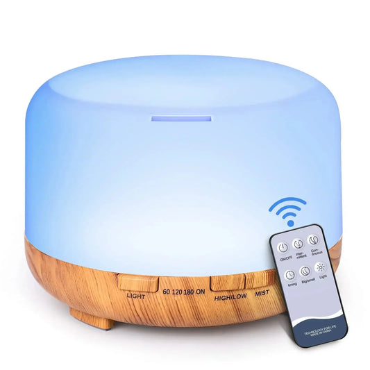 5V Aroma Diffuser Wood Grain Color 500ML 2A Essential Oil Aromatherapy Diffuser Humidifier with Remote Control for Home Office