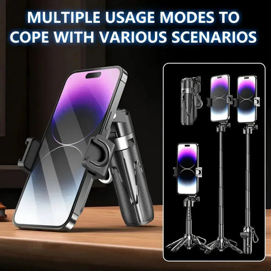 Potable Mini Selfie Stick Tripod Mobile Phone Grip 3 in 1 Multi-Functional Phone Holder for Vlog Livestreaming Photography