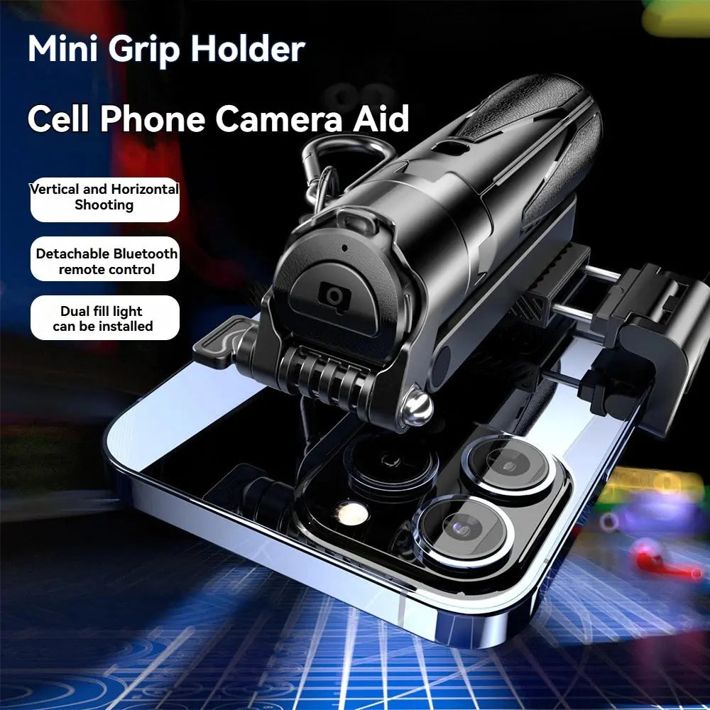 Potable Mini Selfie Stick Tripod Mobile Phone Grip 3 in 1 Multi-Functional Phone Holder for Vlog Livestreaming Photography